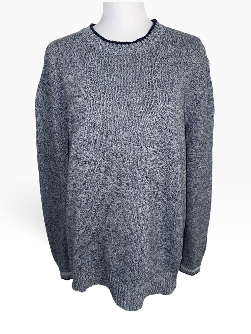 Eddie Bauer Men’s XL Tall Blue Marled Knit Crewneck Pullover Sweater